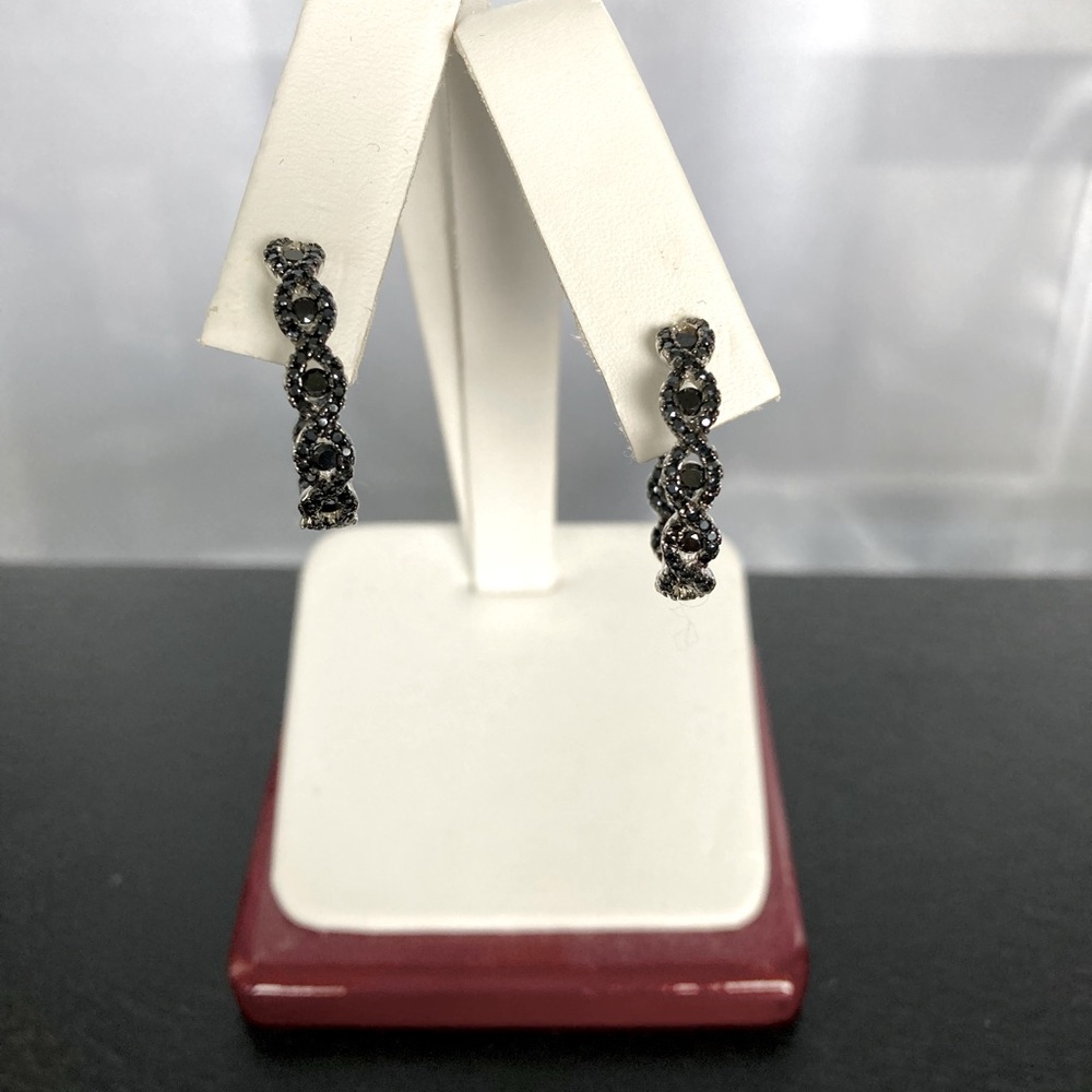 Black spinel hoop earrings
